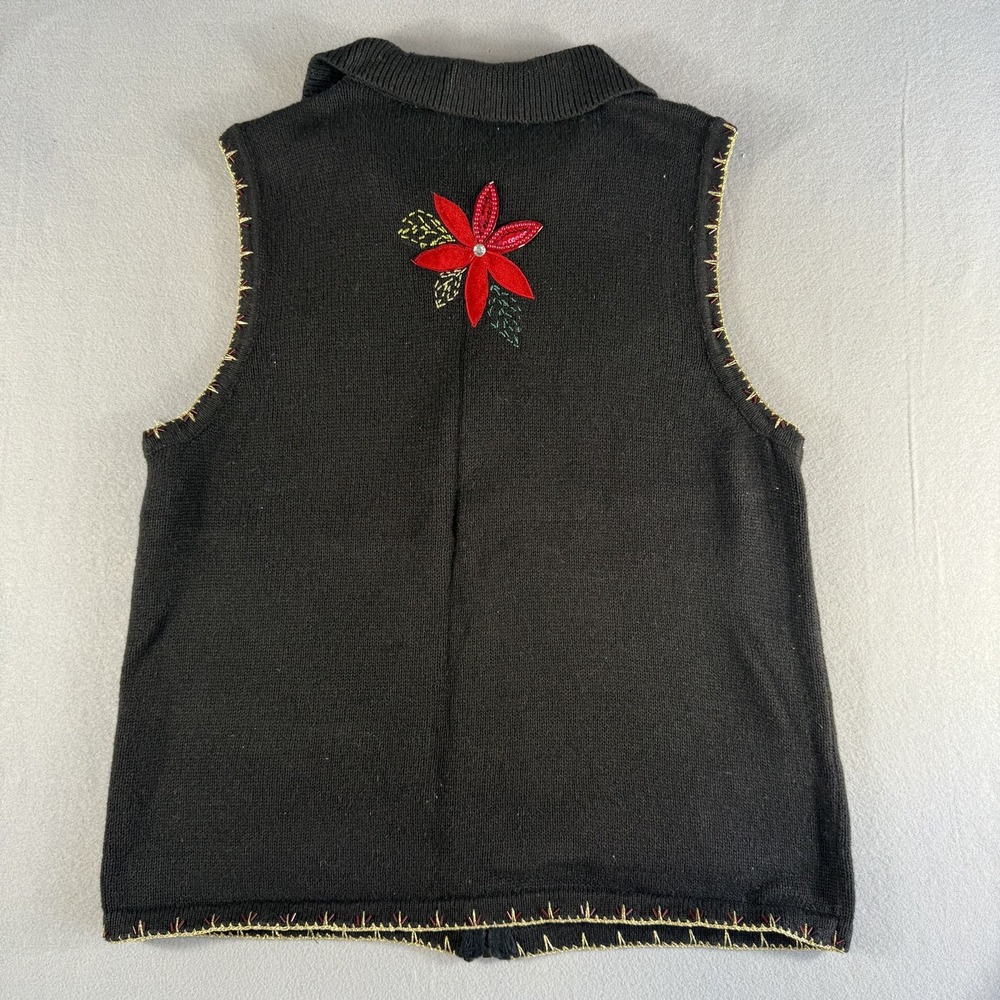 White Stag Women's‎ Plus Christmas Poinsettia Zip Vest M (18W/20W) - Picture 7 of 10